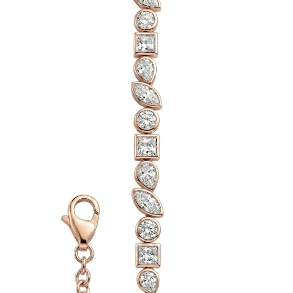 Rose Gold Tennis Bracelet Mixed Shapes - צמיד טניס רוז גולד אבנים משולבות