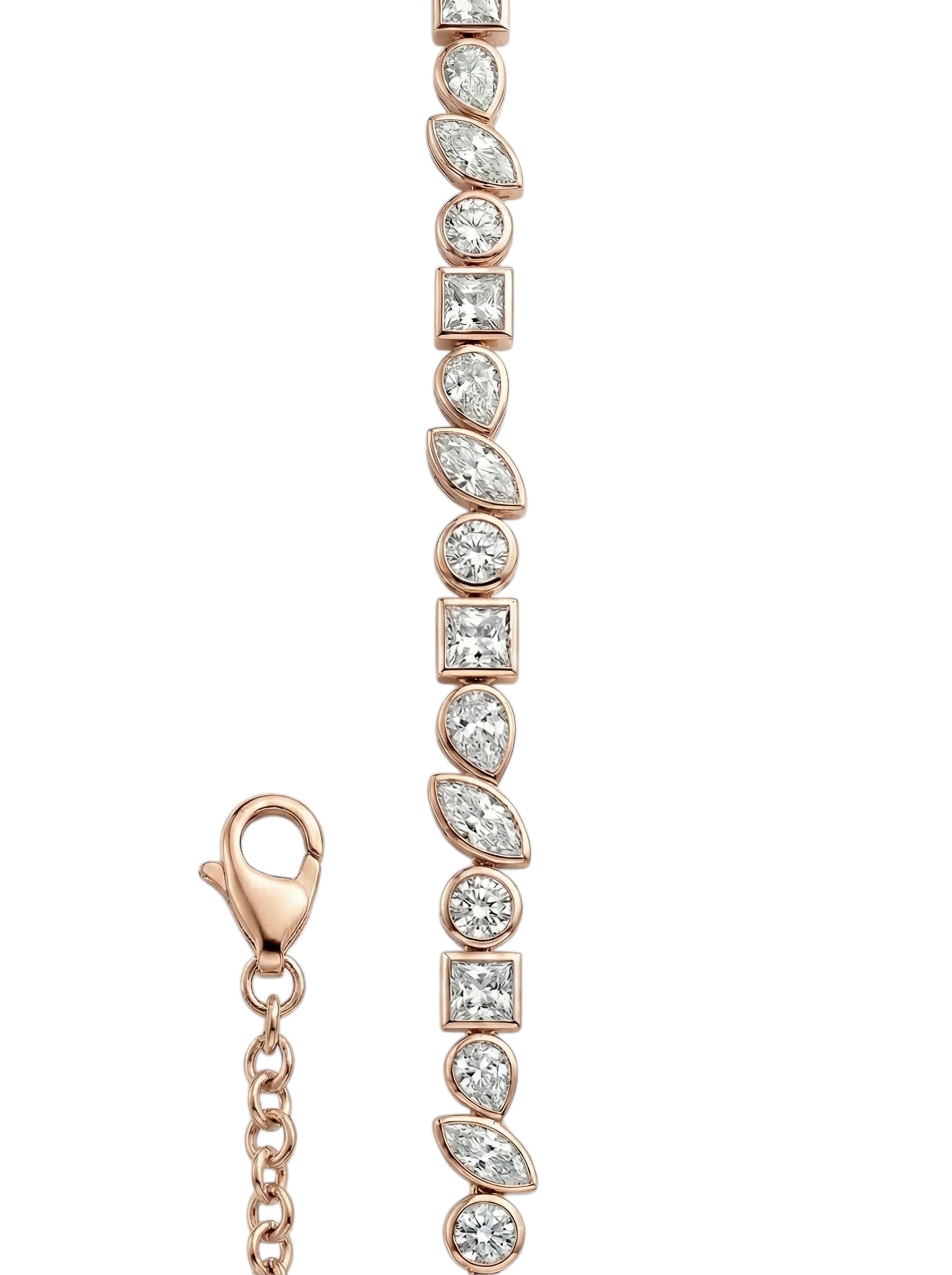 Photoroom_000_20260121_214941 Rose Gold Tennis Bracelet Mixed Shapes - צמיד טניס רוז גולד אבנים משולבות