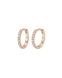 Rose Gold Pave Hoops - עגילי חישוק רוז גולד משובצים 12 מ"מ