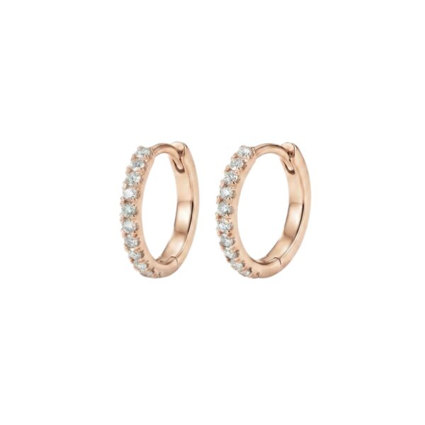 Rose Gold Pave Hoops - עגילי חישוק רוז גולד משובצים 12 מ"מ