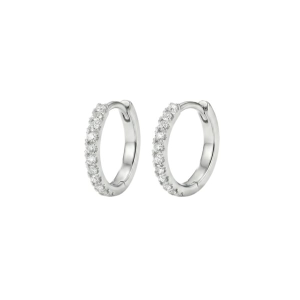 Silver Pave Hoops - עגילי חישוק כסף 925 משובצים 12 מ"מ