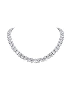 Silver Oval Tennis Necklace 40cm - שרשרת טניס כסף אבנים אובליות