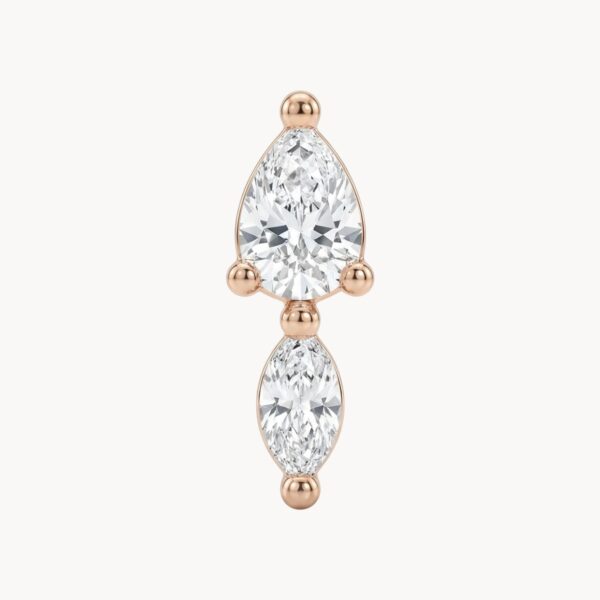 Rose Gold Double Drop Earrings - זוג עגילי טיפה בציפוי רוז גולד משובצים