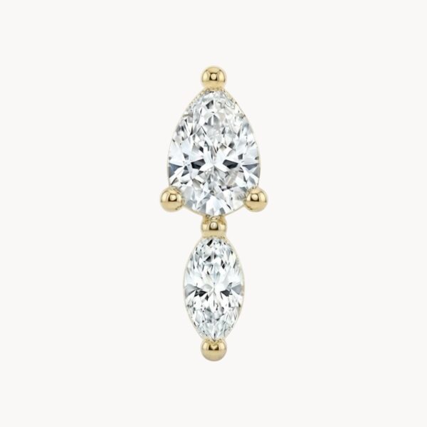 Gold Plated Double Drop Earrings - זוג עגילי טיפה בציפוי זהב צהוב משובצים