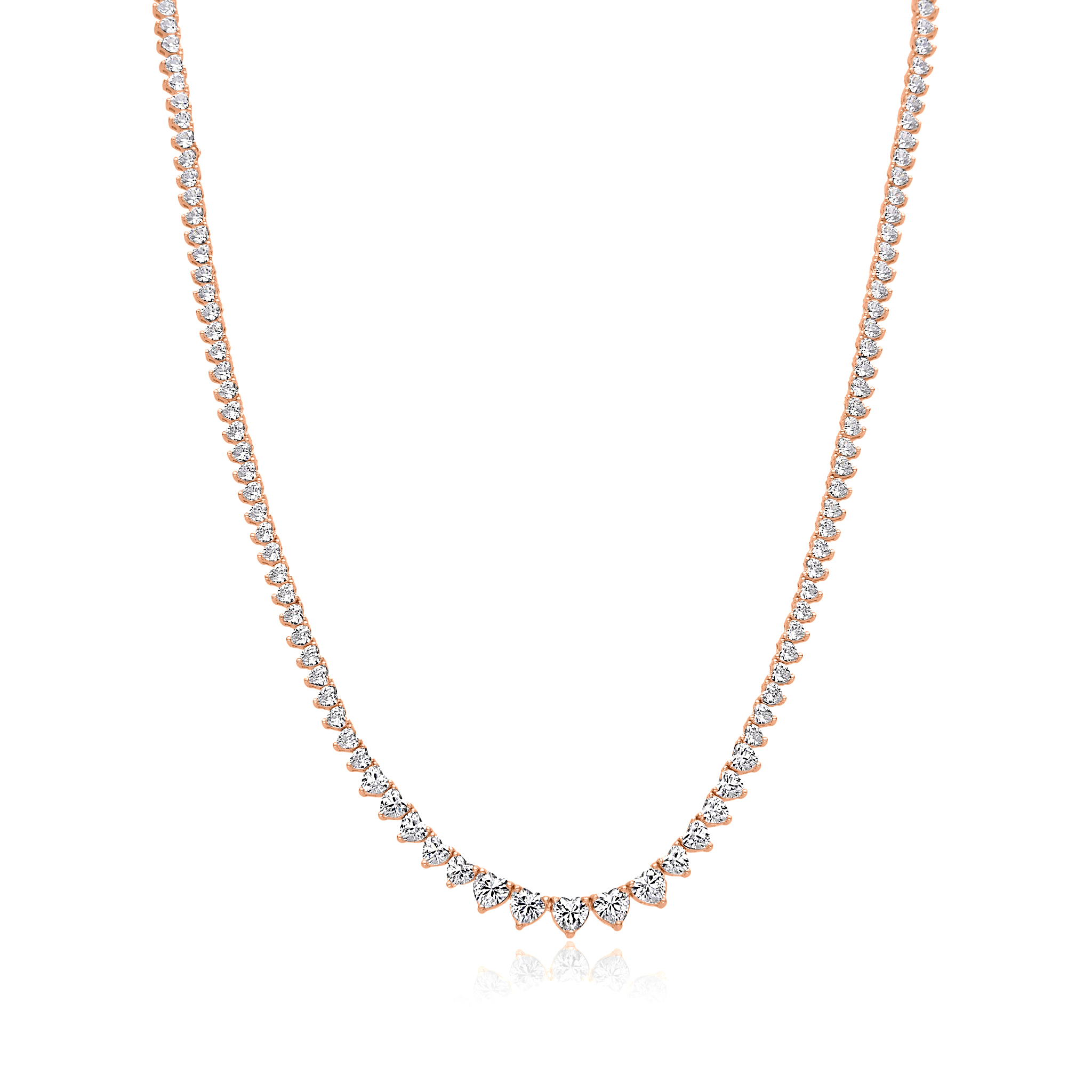 שרשרת מדורגת לבבות רוז Graduated Heart Necklace Rose Gold - שרשרת לבבות מדורגת רוז גולד 40 סמ