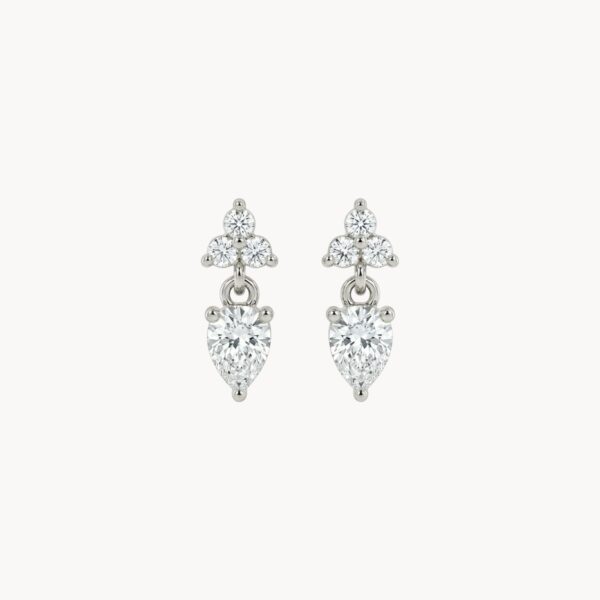 Silver Flower Drop Earrings - עגילי כסף טיפה ופרח משובצים