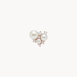 עגילי פנינה רוז גולד Pearl Cluster בעיצוב אשכול עם זירקונים - TALIA