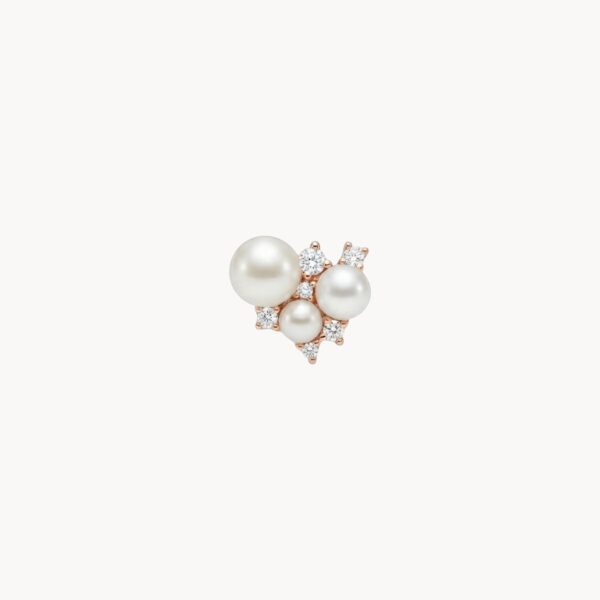 עגילי פנינה רוז גולד Pearl Cluster בעיצוב אשכול עם זירקונים - TALIA