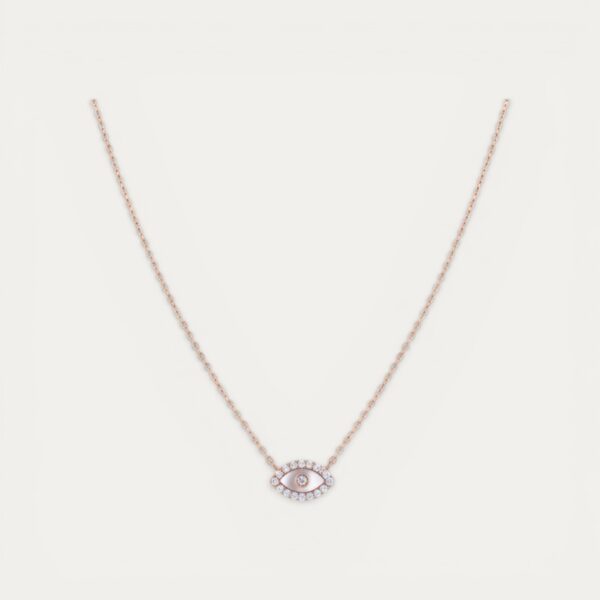 שרשרת עין רוז גולד כסף 925 Mystic Eye משובצת זירקונים - TALIA