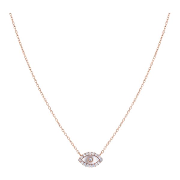 שרשרת עין רוז גולד כסף 925 Mystic Eye משובצת זירקונים - TALIA