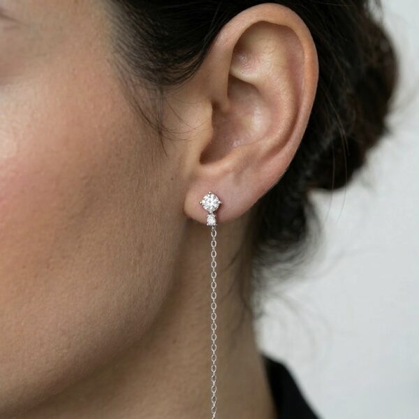 תמונת תקריב של העגיל על הדוגמנית