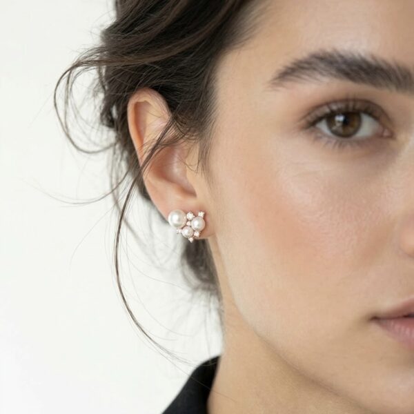 תמונת תקריס של העגיל על הדוגמנית.