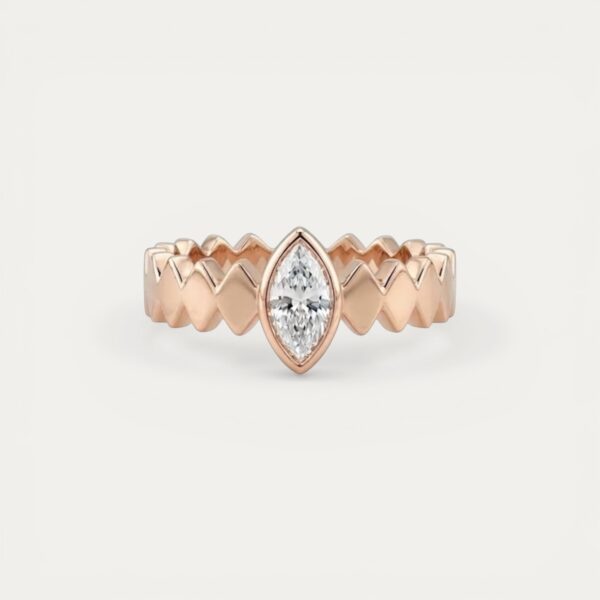 טבעת מרקיזה כסף 925 בעיצוב שורת אבנים עגולות ומשובצות - TALIA