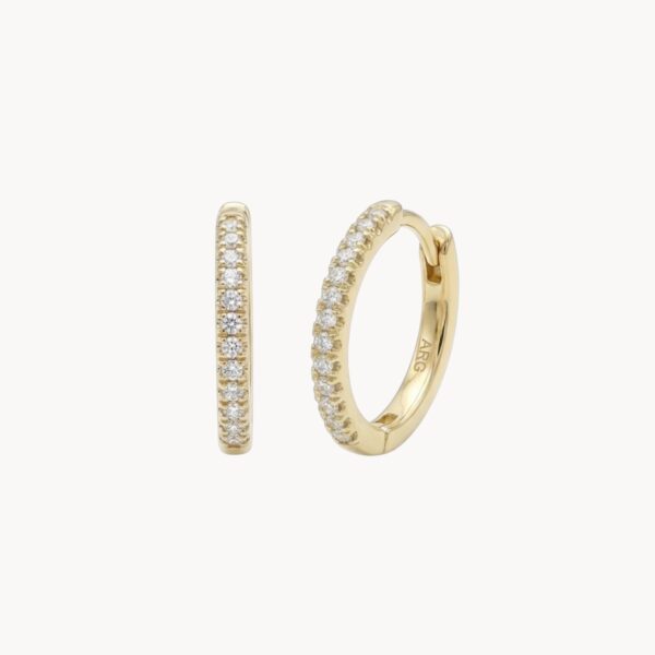 עגילי חישוק זהב 15.5 מ"מ משובצים זרקונים Gold Pave Hoops - TALIA