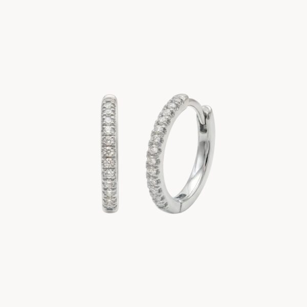 עגילי חישוק כסף 925 משובצים זרקונים Silver Pave Hoops 15.5mm - TALIA