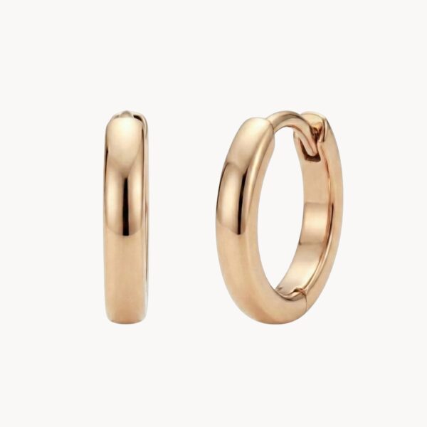 עגילי חישוק רוז גולד חלקים דגם Smooth Rose Gold Hoops 10mm - TALIA