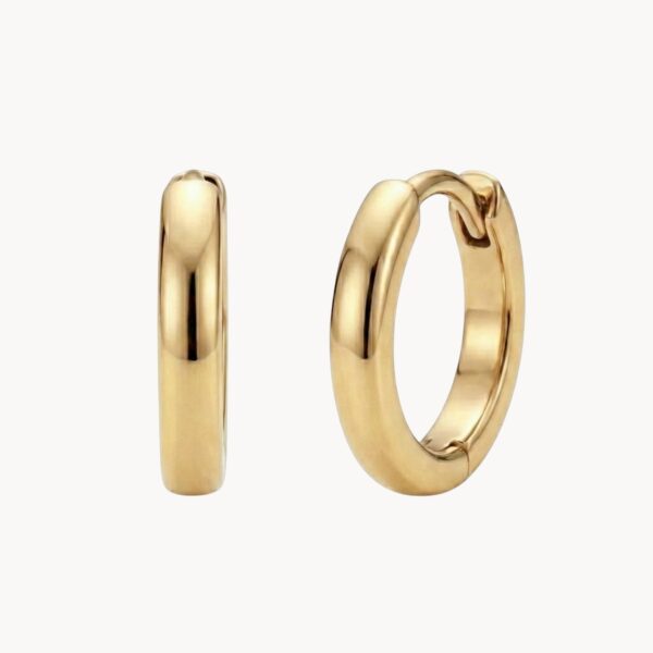 עגילי חישוק זהב 14 קראט חלקים דגם Smooth Gold Hoops 10mm - TALIA